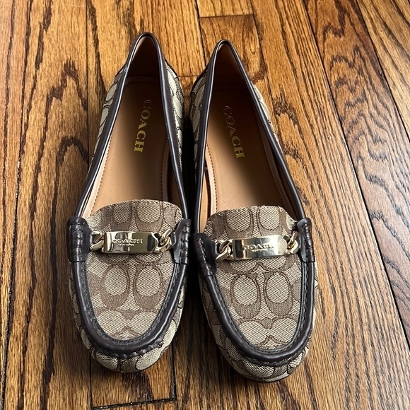 Coach Signature Pattern Brown Loafers - Picture 1 of 6